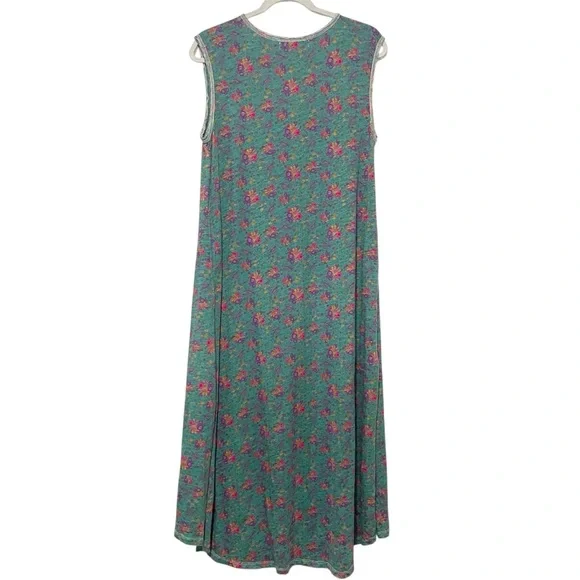 Naturallife Hangout Floral Cotton Midi Dress in Green M Oversized Pockets - Picture 4 of 9